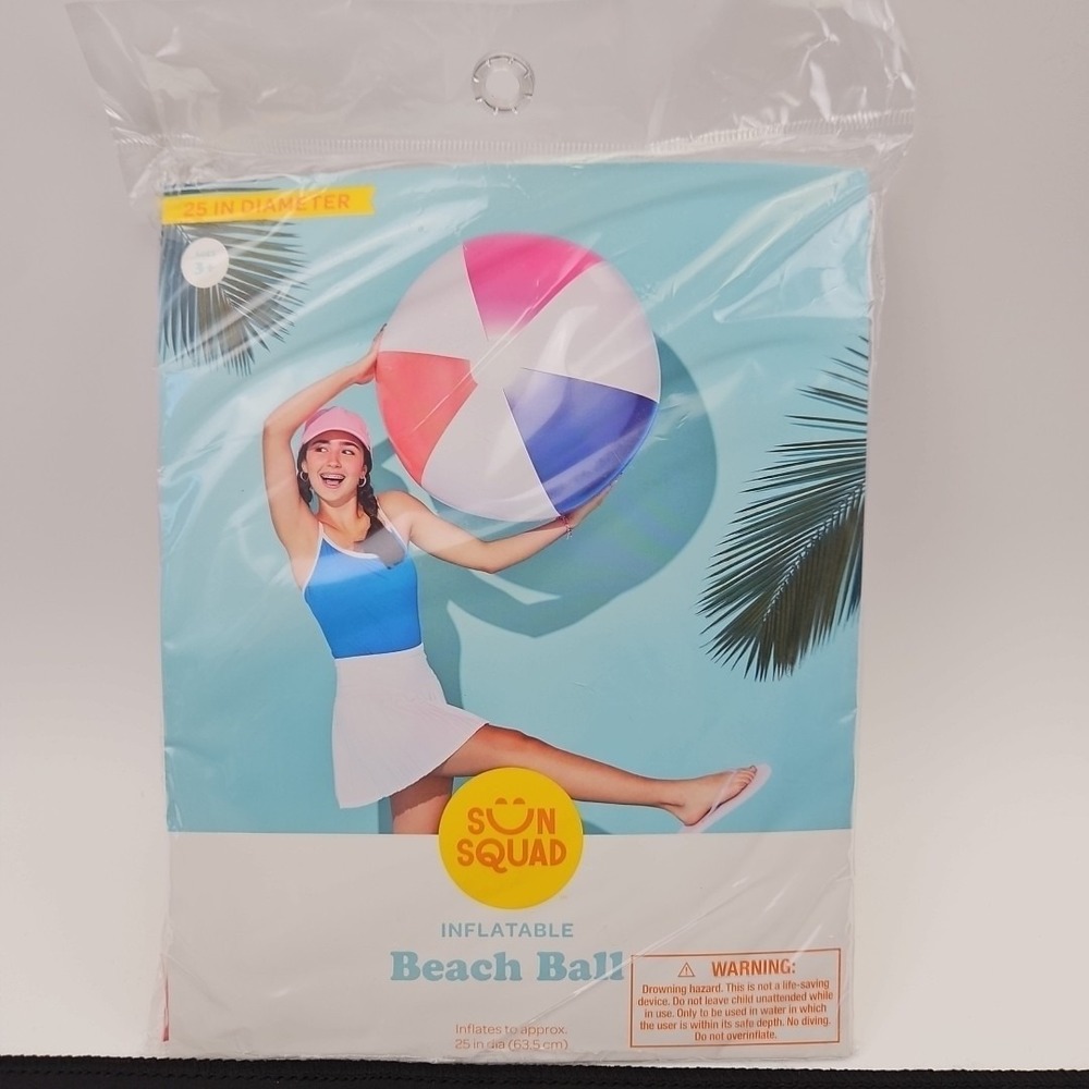 Sun Squad Inflatable Beach‎ Ball-25 Inch Diameter New Sealed